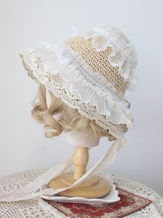 Adult version: head circumference 55-58cm  Kids version: head circumference 48-52cm Handmade White Sun Hat, Handmade White Sun Hat Cap, White Short Brim Beach Hat, White Beach Costume Hat With Short Brim, White Adjustable Crochet Bucket Hat, Adjustable White Crochet Bucket Hat, Cute Beach Bonnet, Cute Beach Bonnet One Size, White Summer Cap Costume Hat