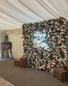 a large floral wall in the middle of a room