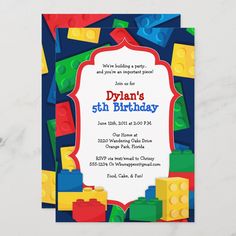 a birthday card with legos on it