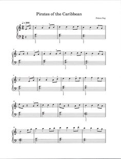 pirates of the caribbean sheet music for violin and piano with notes, tabulas