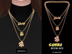 two different necklaces with the same name and number on each one chain, both in gold or silver