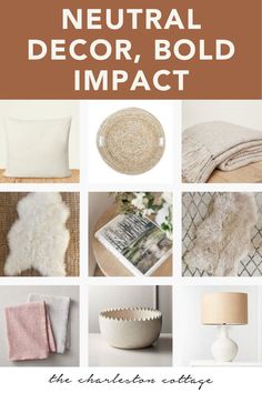 the neutral decor, bold impact is featured in this collage with white and brown accents