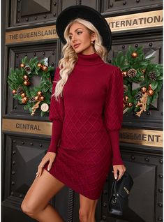 JJ's House No Cotton Blends Mini High Neck Fall Spring Winter Bodycon Stretch Fabric NO Burgundy S Height:5.7ft(174cm) Bust:33.5in(85cm) Waist:26in(66cm) Hips:36in(91cm) Dress. #JJ's House #No #CottonBlends #Mini #HighNeck #Fall #Spring #Winter #Bodycon #StretchFabric #NO #Burgundy #S #Dress Ball Gowns With Sleeves, Christmas Outfit Ideas, Trendy Christmas Outfits, Satin Midi Dress, Trendy Accessories, Winter Dresses, Fall Dresses, Christmas Outfit, Stretch Fabric