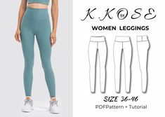 women's leggings size 30 - 40 pattern and technical instructions for sewing