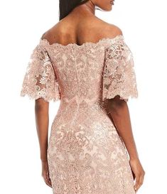 Tadashi Shoji Off-the-Shoulder Short Flutter Sleeve Sequin Lace Scalloped Hem Gown | Dillard's Off-shoulder Lace Evening Dress For Formal Occasions, Off-shoulder Lace Evening Dress For Formal Events, Elegant Lace Off-shoulder Evening Dress, Formal Off-shoulder Lace Evening Dress, Fitted Off-shoulder Lace Evening Dress, Off-shoulder Lace Dress For Formal Occasions, Elegant Off-shoulder Evening Dress With Short Sleeves, Elegant Fitted Off-shoulder Lace Dress, Elegant Off Shoulder Dress With Short Sleeves For Evening