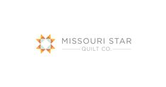 the missouri star quilt co logo is shown in yellow and orange colors on a white background