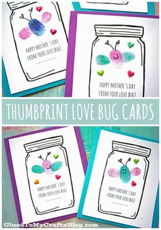 mother's day card craft with the words, happy mother's day from your love bug