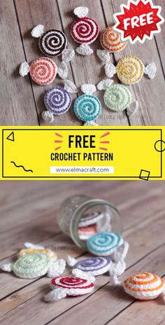 the crochet pattern has been made to look like candy lollipops