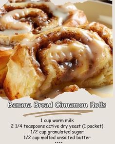 some cinnamon rolls are sitting on a plate