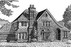 this is an artist's rendering of the front elevation of these european house plans