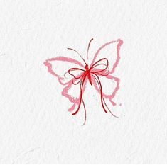 a drawing of a butterfly with red ink on it's wings and the tail is drawn