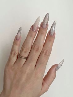 Sharp Nails, Asian Nails, Pointed Nails, Pretty Gel Nails, Soft Nails, Gem Nails, Woman Style