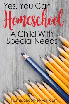 pencils with the words yes, you can homeschool a child with special needs