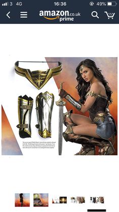 Wonder Woman Hairstyles, Cosplay Miku, Woman Hairstyles, Wonder Woman Cosplay, Gal Gadot Wonder Woman, Gold Angel Wings, Halloween Custom, Wonder Woman Costume, Gold Angel