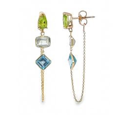 Available in 14K Yellow Gold Sold as Single or Pair Stones: Peridot drop (6x4mm), White Cz. Emerald cut (6x4 mm), Blue Topaz Peridot Princess cut (5x5mm) Earring Size: 3.5 cm Please allow 2-4 weeks for shipping, as these are made-to-order items For any personal request or rush options please Contact us ALL PERSONALIZED PIECES ARE NON-RETURNABLE, NO REFUNDS OR EXCHANGES Sell Gold, Topaz Gemstone, Princess Cut, White Topaz, Shades Of Green, Blue Topaz, Timeless Beauty, Emerald, Topaz