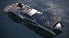 a futuristic boat floating on top of the water