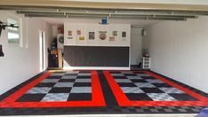 30 Garage Floor Ideas...and how to create them!!! Garage Floor Ideas, Garage Floor Tile, Ribbed Tile, Officine In Garage, Garage Flooring Options, Garage Tile, Red Outline, Garage Diy, Garage Floor Tiles