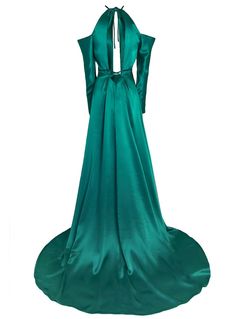 Luxury Maxi-length Prom Gown, Luxury Maxi Length Gown For Prom Season, Luxury Maxi Length Gown For Prom, Prom Evening Dress With Detachable Train In Satin, Prom Satin Evening Dress With Detachable Train, Floor-length Evening Dress With Back Opening For Prom, Luxury Maxi Gown With Sweep Train, Luxury Maxi Length Gown With Sweep Train, Luxury Prom Gown With Detachable Train