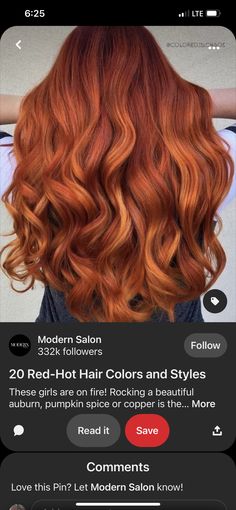 Hot Hair Colors, Modern Salon, These Girls, Red Hot, Pumpkin Spice, Hair Color, Hair, Color, Hair Colour