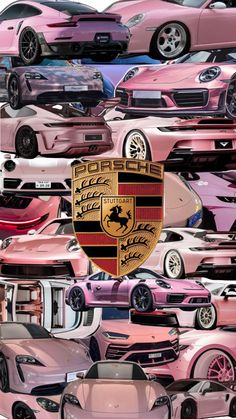 many different colored cars are shown in this collage, including pinks and purples