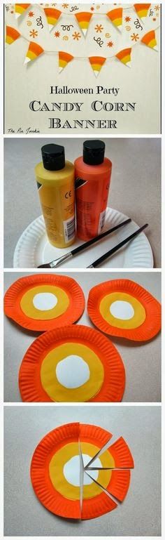 paper plate crafts for kids to make with candy corn and paint them in oranges