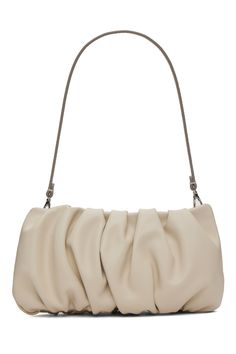 Staud: Off-White Bean Bag | SSENSE Cream Bags, White Beans, Bean Bag, Patch Pocket, Leather Shoulder Bag, Shoulder Strap, Outfit Ideas, Women Wear, Off White