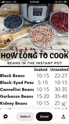 an app that shows how to cook beans in the instant pot and how to use it