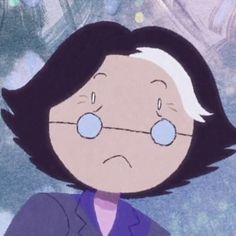 an animated image of a woman with black hair and blue eyes looking at the camera