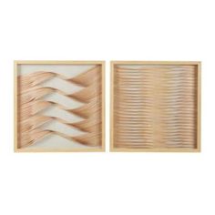 two wooden frames with wavy lines in them on a white background, one is open and the other is closed