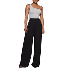 Black Solid Color Wide Leg Casual Pants Casual Solid Wide Leg Pants For Going Out, Casual Wide Leg Pants For Going Out, Black High-waisted Dress Pants For Summer, Solid Color Full Length Pants For Going Out, Solid Full-length Pants For Going Out, Black Wide-leg Pants For Going Out, Solid Wide Leg Trousers For Going Out, Casual Black Wide Leg Pants For Going Out, Casual Black Pants For Evening