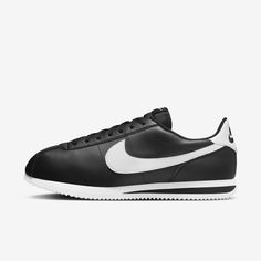 You spoke. We listened. Based on your feedback, we've revamped the original Cortez while maintaining the retro appeal you know and love. This version has a wider toe area and firmer side panels, so you can comfortably wear them day in and day out without any warping. Cortez fans—this one’s for you. Nike Cortez Mens, Nike Cortez Black, Nike Cortez Leather, Nike Original, Nike Classic Cortez, Classic Cortez, Nike Classic, Black Shoes Women, Black Leather Shoes