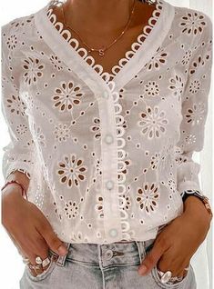 Casual Blouses, Fashion Sewing Pattern, Lace Shirt, Casual Blouse, Ladies Tops Fashion, Fashion Sewing