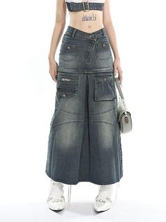 SIZE Clothing length Bust S 17 62 M 18 66 L 19 70 SIZE Skirt length waistline Hip circumference S 29/91 64 86 M 30/92 66 90 L 31/93 68 94 Size: S M LColor classification: vest denim skirtRelease Year Season: Summer 2023 Skirt Matching Set, Cargo Outfit, Vest Denim, Brown Y2k, Clothing Shopping, Pleated Long Skirt, Strap Crop Top, Denim Belt, Velvet Choker