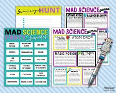 mad science party printables and games