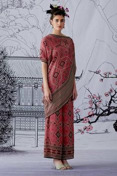 Shop for Rajdeep Ranawat Pink Silk Lajjo Tunic And Palazzo Set for Women Online at Aza Fashions Rajdeep Ranawat, Geometric Leaf, Bandhani Print, Womens Palazzo Pants, Short Tunic, Tunics Online, Palazzo Set, Silk Tunic, Poncho Style