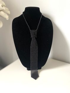 "Black Pearl Neck Tie Faux Pearl Necklace, unique statement for you Length: 18\" + 5\" (46 +12cm) Drop: 12\" (31 cm) Available in ivory: https://www.etsy.com/listing/1556328332/tie-necklace-pearl-tie-necklace-hand Enjoy exploring in my jewelry store for more styles of pearl necklaces, maybe you will discover what you are looking for. Thank you! https://www.etsy.com/shop/BravaFashionJewelry Hi and welcome to BravaFashionJewelry It is very important that you are completely satisfied with your purc Black Ties Jewelry For Gift, Black Jewelry With Ties For Gifts, Gift Black Jewelry With Ties, Elegant Adjustable Choker For Night Out, Elegant Black Formal Choker, Adjustable Black Choker For Party, Elegant Adjustable Necklace For Night Out, Formal Black Beaded Necklace, Adjustable Black Beaded Choker For Parties