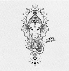 an elephant with a lotus flower on its head