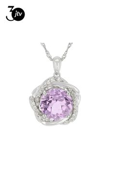 5.27ct Round Lavender Amethyst with 0.74ctw Round White Zircon Rhodium Over Silver Pendant with Chain. Measures Approximately 0.99"L X 0.75"W. 3mm bail. Accent stones primarily zircon. White Gold Amethyst Jewelry With Diamond Accents, Fine Jewelry Amethyst With Diamond Accents, Lavender Amethyst Jewelry With Diamond Accents, Lavender Fine Jewelry With Diamond Accents, Elegant Lavender Jewelry With Center Stone, Dazzling Purple Jewelry With Diamond Accents, Lavender Cubic Zirconia Jewelry With Center Stone, Fine Jewelry Lavender With Prong Setting, Purple Jewelry With Diamond Accents, Round Cut