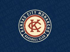 the kansas city monarchs baseball club logo on a dark blue background with white and red letters