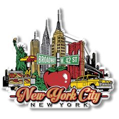 the new york city sticker has an apple on it