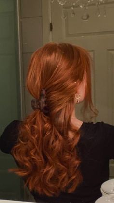 Long Ginger Hair Styles, Amber Hair Aesthetic, Auburn Hair Hairstyles, Spring Ginger Hair, Christmas Copper Hair, Redhead Wavy Hair, Natural Brown Red Hair Color, Straight Red Hair Natural, Long Healthy Ginger Hair