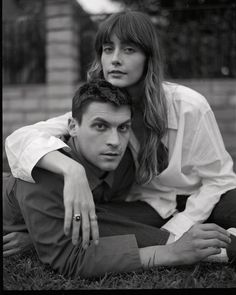 black and white photograph of two people posing for the camera