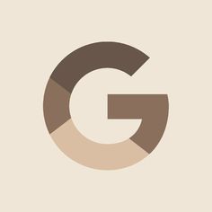 the letter g is made up of brown and beige shapes on a white background,