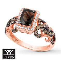 Chocolate Diamond Rings, Quartz Ring, Rose Gold Engagement Ring, Rings For Her