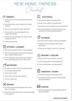 the new home owners checklist