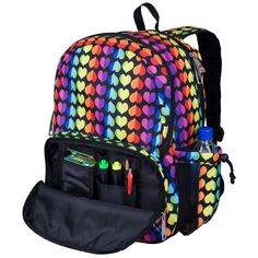 Your child will be the talk of the playground with Wildkin's 17 Inch Backpack! Measuring 17 x 12 x 9 inches, the 17 Inch Backpack has a just-right size that’s perfect for packing all the essentials, plus some snacks! With backpacks, it’s all about the features, and Wildkin’s 17 Inch Backpack is full of features that put the “fun” in “functionality”. Two padded, adjustable shoulder straps and a padded back provide a comfortable wear, while the durable top handle is perfect for hanging in a locker Multicolor Bags For Daycare And Back To School, Fun Multicolor Student Backpack, Fun Multicolor Bags For School Events, Rainbow Colored School Backpack, Rainbow School Backpack, Rainbow-colored Standard Backpack For School, Rainbow Standard School Backpack, Fun Multicolor Backpack For Back To School, Rainbow School Bag For Back To School