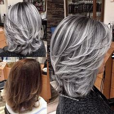 Frosted Hair, Beautiful Gray Hair, Medium Layered