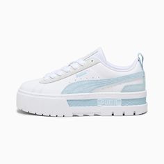 Mayze Mix Women's Sneakers | PUMA How To Style Puma Sneakers, White Puma Shoes, Puma Shoes Women, Fashion Shoes Heels, White Puma, Birthday Wish List, Puma Cat, Sneakers Puma, White Leather Sneakers