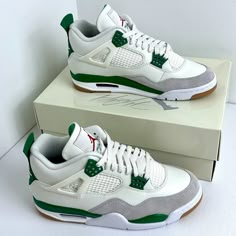 Slight Wear, Has Been Cared For. Bring The Original Box. Dust Bag. Bring The Original Box. Air Jordan 4 Green With Boost Midsole, Green Air Jordan 4 With Boost Midsole, Green Low-top Air Jordan 4 With Cushioned Footbed, Green Low-top Air Jordan 4, Sneakerhead Room, Jordan Green