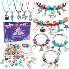 Precio bajo con envío gratis para usuario nuevo. Charm Bracelet Making, Bracelet Making Kit, 15 Birthday, Unicorn Mermaid, Mermaid Crafts, Making Gifts, Diy Armband, Mermaid Bracelet, Clip On Charms